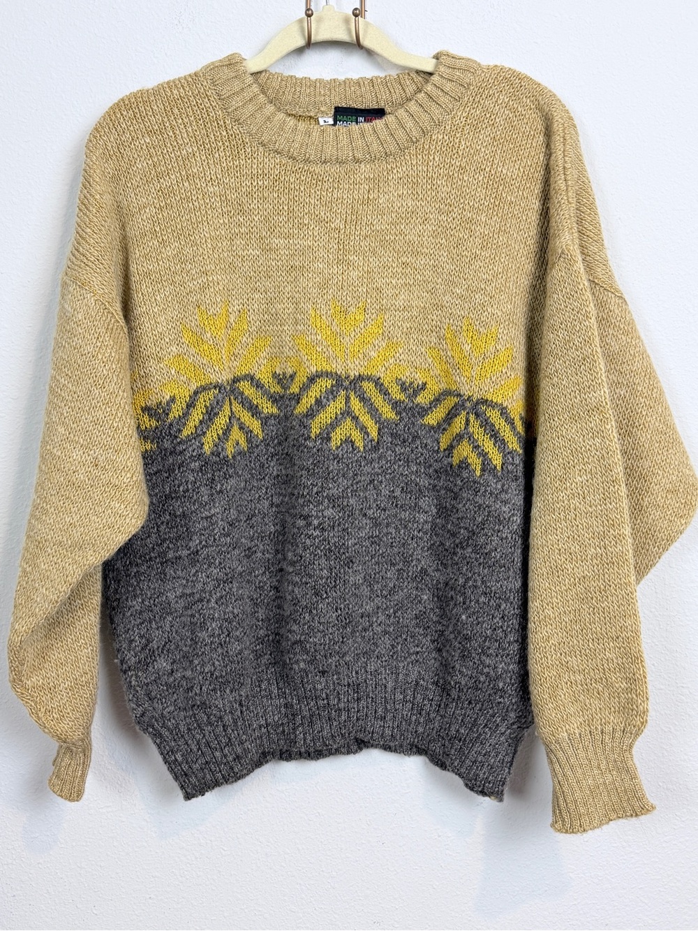 Vintage Italian Chunky Knit Nordic Wool Blend Sweater L